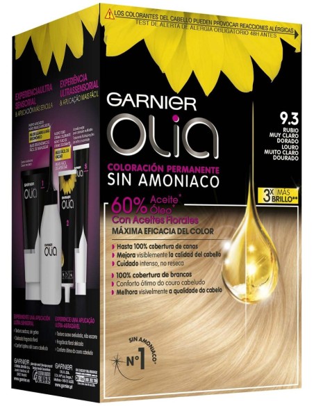 Garnier Olia Coloración Permanente N°9.3 Rubio Muy Claro Dorado 4Uds