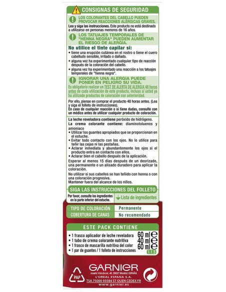 Garnier Color Sensation N°6.60 Rojo Intenso 4Uds