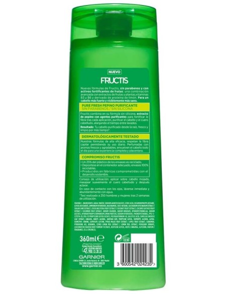 Garnier Fructis Pure Fresh Pepino Purificante Champú 360Ml
