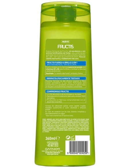 Garnier Fructis Champú Fuerza %26 Brillo 2 En 1 360Ml