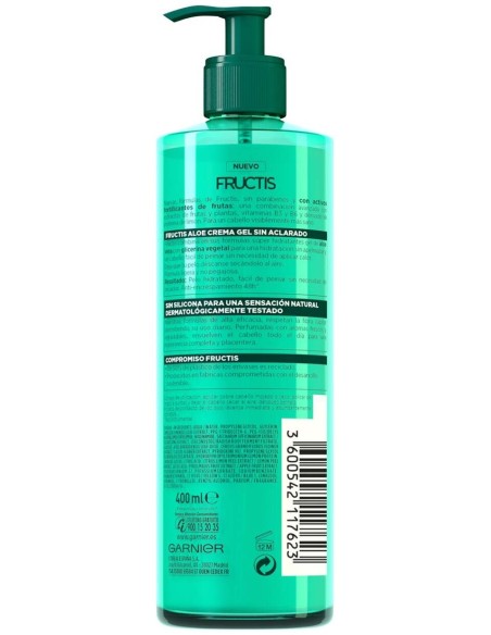 Fructis Aloe Secado Natural Crema Gel Sin Aclarado 400 Ml