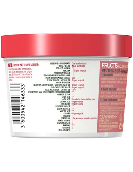 Garnier Fructis Hair Food Goji Brillo Mascarilla Reaviva 390Ml