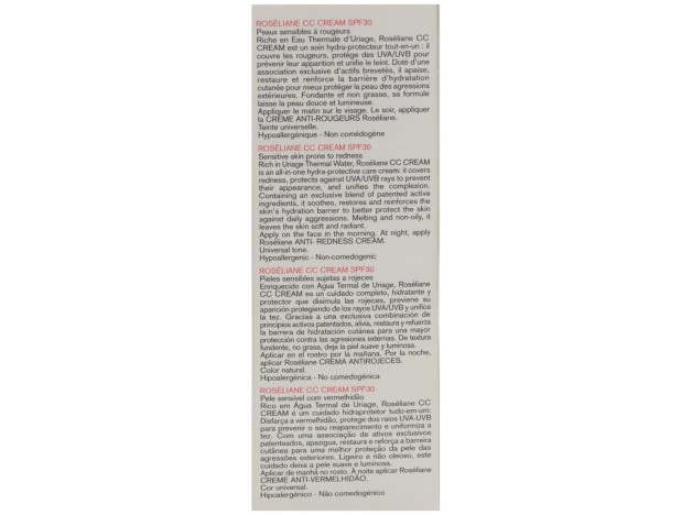 Uriage Roseliane Cc Crema Spf30 Con Extracto De...