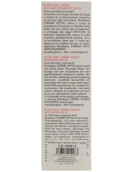 Uriage Roséliane Crema Antirojeces Spf 30, 40 Ml