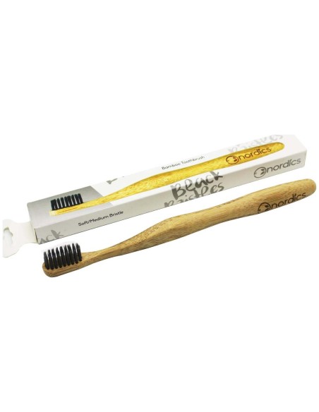 Nordics Cepillo De Dientes 100 % Biodegradable De Bambú Con Carbón