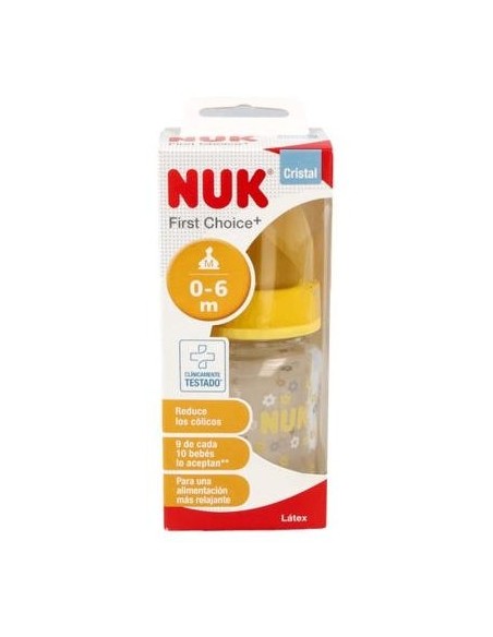 Nuk Biberón Tetina Látex Boca Ancha Cristal Talla 1 125Ml