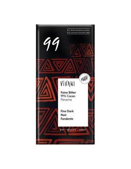 Chocolate Negro 99% Panama Azucar Coco 80Gr. Vegan