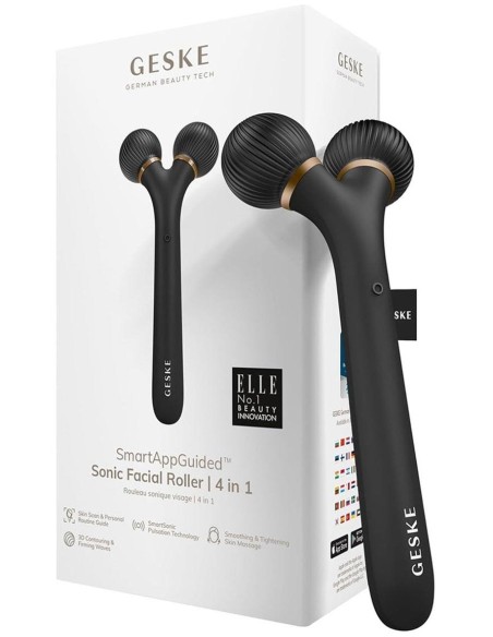 Geske Smartappguided Sonic Facial Roller 4 In 1 Black Gold 1Ud