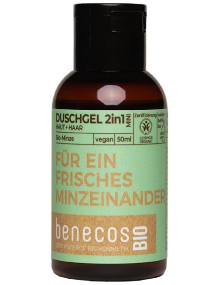 Benecos Gel Baño 2 En 1 Menta Mini Viaje Bio Vegano 50Ml