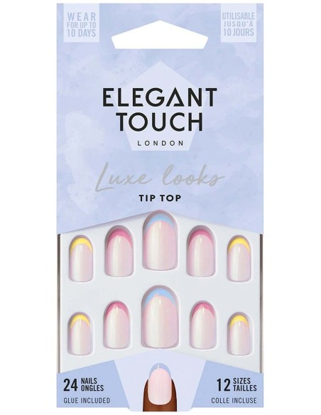 Elegant Touch Luxe Looks Nails With Glue Oval Tip Top 24Uds