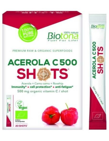 Acerola C 500 Raw 20Shots. Bio Sg Vegan