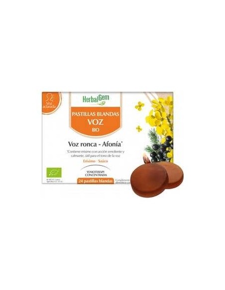 Herbalgem Pastillas Blandas Bio Voz Ronca Afonía Miel Limón 24Comp