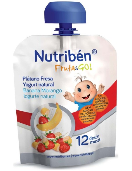 Nutribén Fruta %26 Go! Plátano, Fresa Y Yogurt Natural, 90 G
