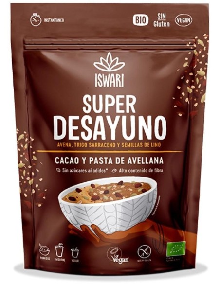 Iswari Super Desayuno Cacao Avellanas Sin Gluten Eco 360G