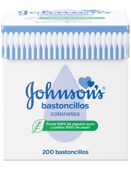 Johnson'S Baby Bastoncillos Para Bebé, Niños Y Adultos, Con Extremos De Algodón 100% Puro 200 U