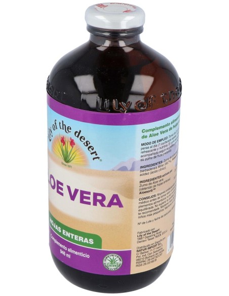 Lily Of The Desert Aloe Vera Hojas Enteras Vidrio 946Ml