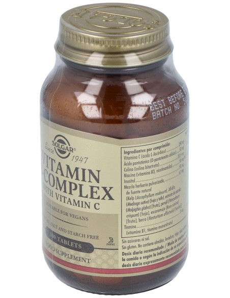 Solgar Vitamina B Complex Con Vitamina C 100 Comp.