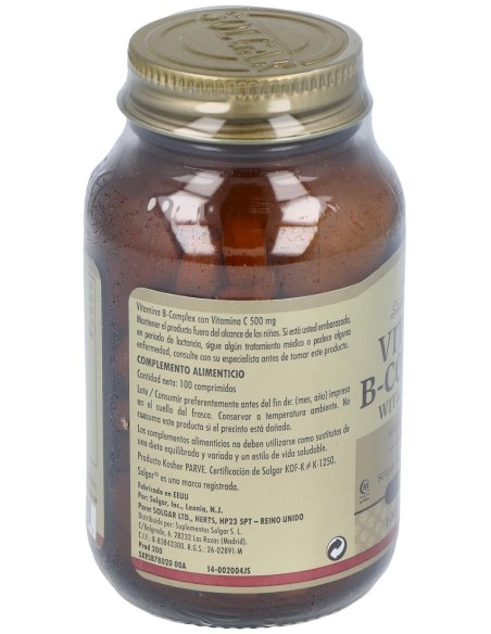 Solgar Vitamina B Complex Con Vitamina C 100 Comp.