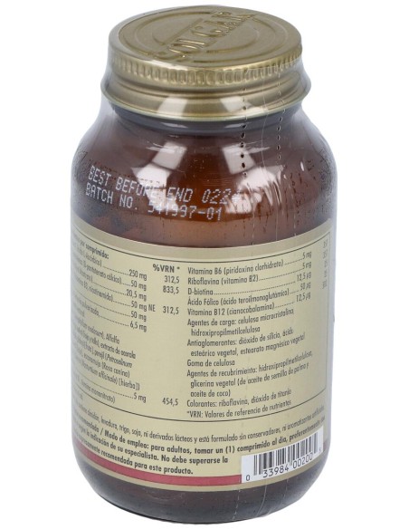 Solgar Vitamina B Complex Con Vitamina C 100 Comp.