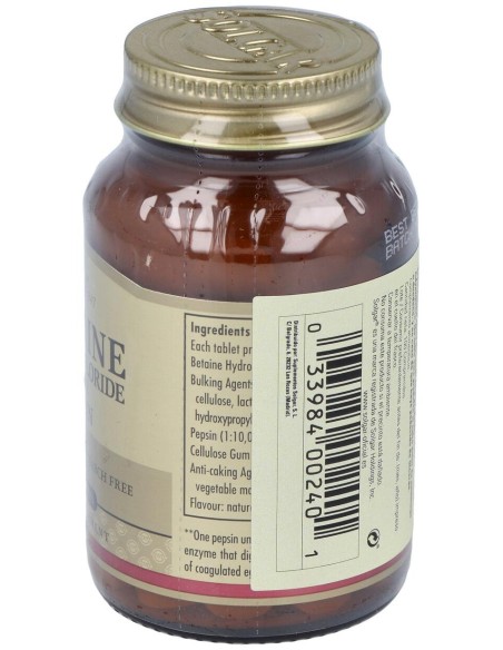 Solgar Betaina Clorhidrato Con Pepsina 100 Comprimidos