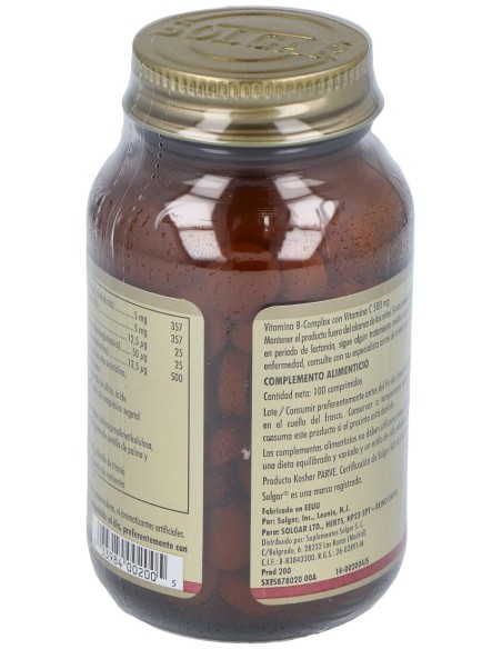 Solgar Vitamina B Complex Con Vitamina C 100 Comp.