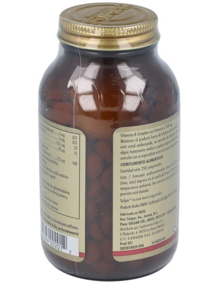 Solgar Vitamina B-Complex Con Vitamina C 250Comp