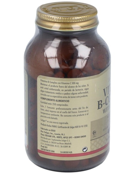 Solgar Vitamina B-Complex Con Vitamina C 250Comp