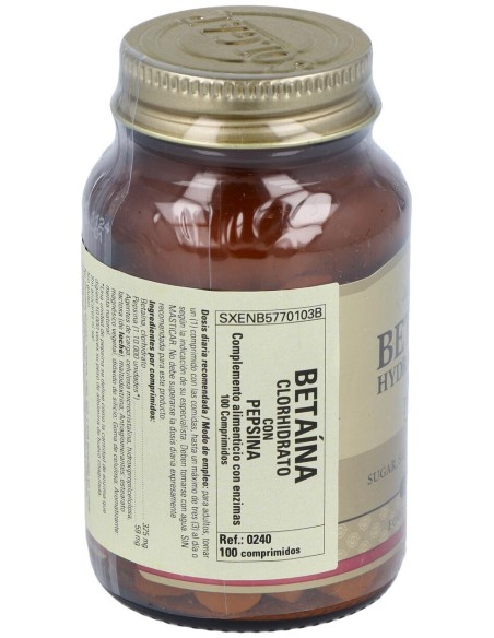 Solgar Betaina Clorhidrato Con Pepsina 100 Comprimidos
