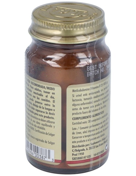 Vitamina B12 Suplemento Alimenticio Masticable 30 Comp