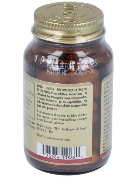 L-Arginina 500 Mg 50 Cápsulas Vegetales