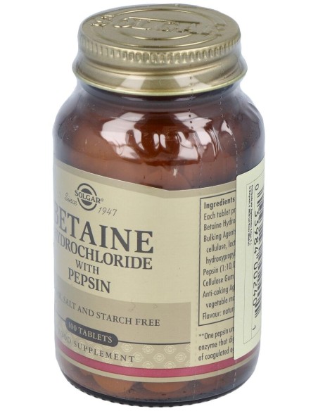 Solgar Betaina Clorhidrato Con Pepsina 100 Comprimidos