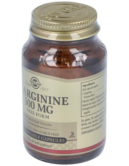 L-Arginina 500 Mg 50 Cápsulas Vegetales