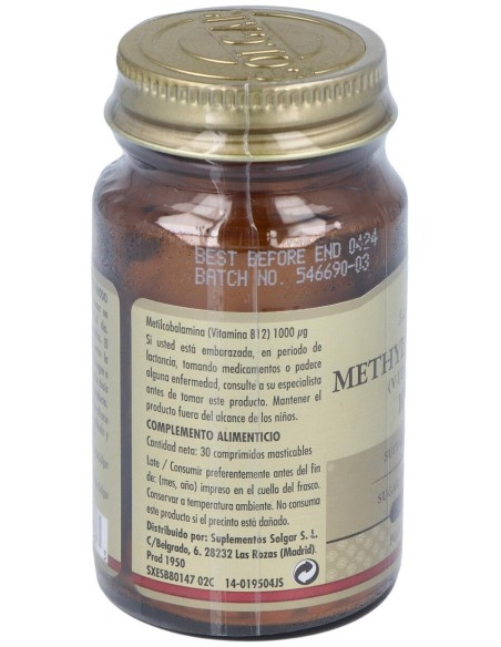 Vitamina B12 Suplemento Alimenticio Masticable 30 Comp
