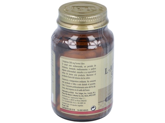 L-Arginina 500 Mg 50 Cápsulas Vegetales