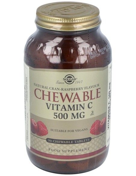 Solgar Vitamina C 500Mg Masticable Sabor Arándano Y Frambuesa 90Comp