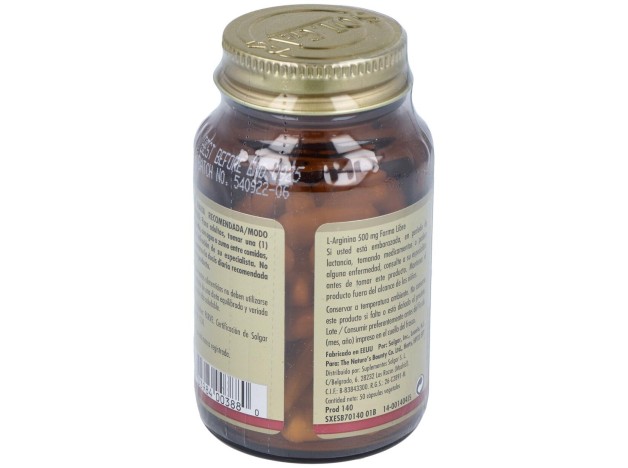 L-Arginina 500 Mg 50 Cápsulas Vegetales