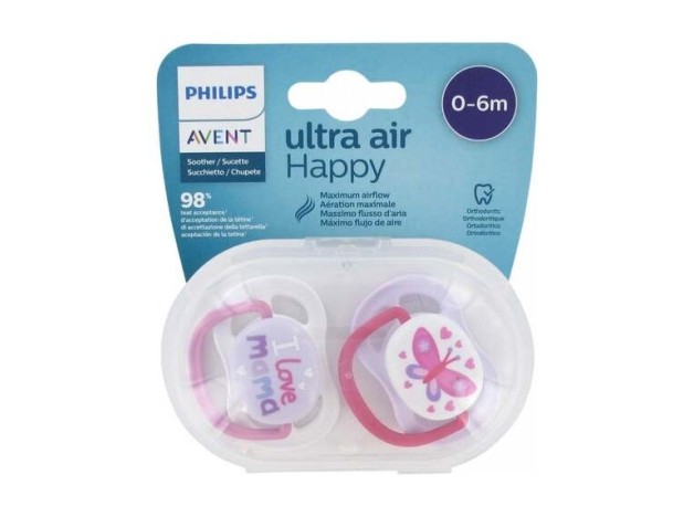 Chupete Ultra Air 0-6Meses Niña 2Ud. Scf080/02