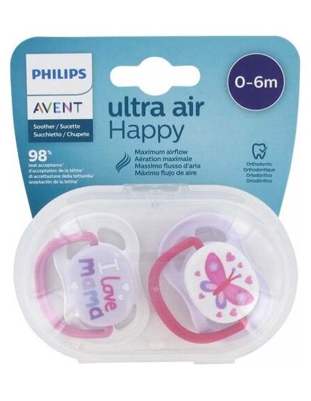 Chupete Ultra Air 0-6Meses Niña 2Ud. Scf080/02