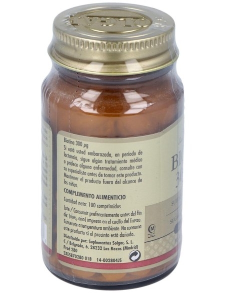 Biotina 300 Μg 100 Comprimidos