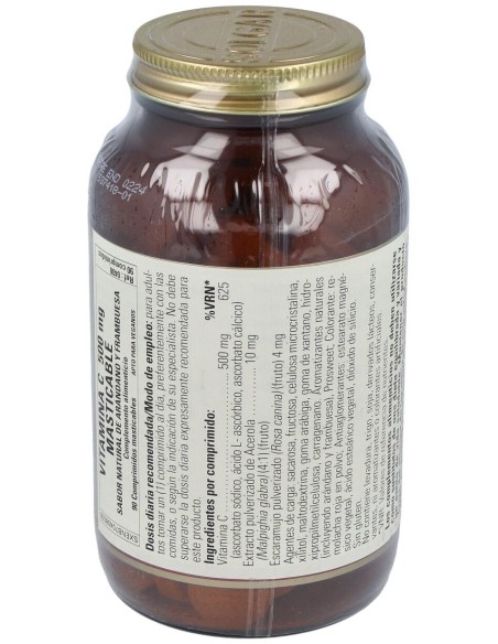 Solgar Vitamina C 500Mg Masticable Sabor Arándano Y Frambuesa 90Comp