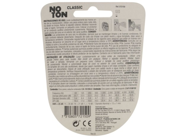 Noton 2 Tapones De Cera + 8 Tapones De Algodón...