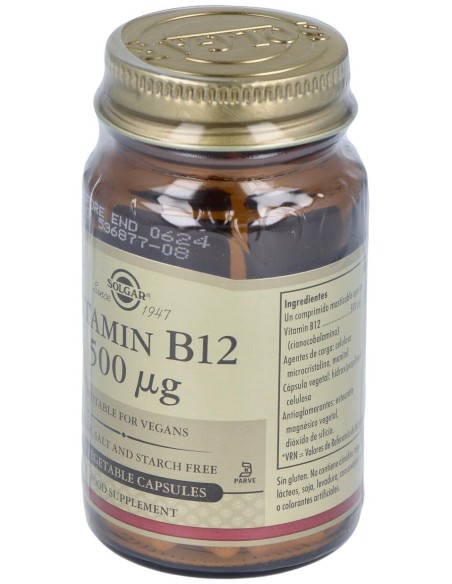 Vitamina B12 500 Mcg Cianocobalamina 50 Vcaps