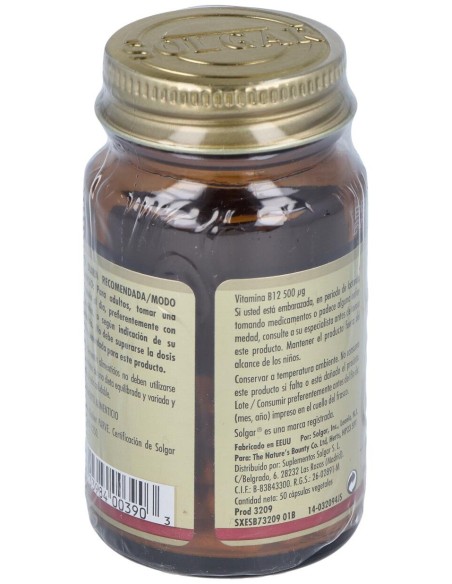 Vitamina B12 500 Mcg Cianocobalamina 50 Vcaps