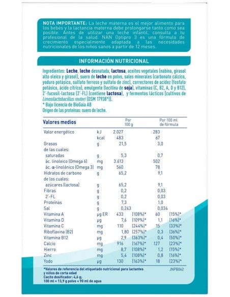 Nan Optipro 3 Leche En Polvo Para Bebés De Más De 1 Año, 1200 G
