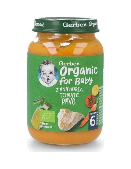 Gerber Organic Tarrito Zanahoria Y Pavo +6 Meses, 190 G