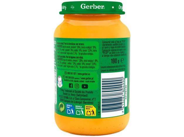 Gerber Organic Tarrito Hortalizas Y Ternera +6...