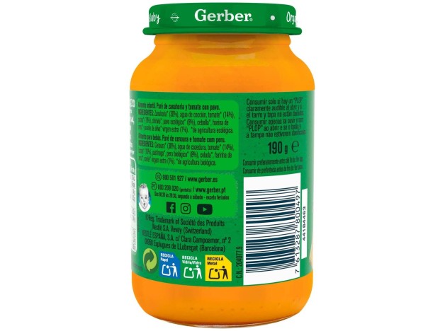 Gerber Organic Tarrito Zanahoria Y Pavo +6...