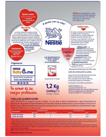 Nidina 2 Ayuda Al Sistema Inmunitario Promo 2 X 600 Gr