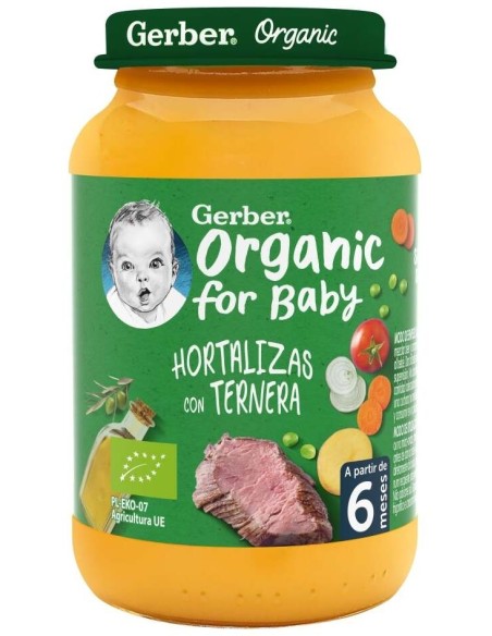 Gerber Organic Tarrito Hortalizas Y Ternera +6 Meses, 190 G