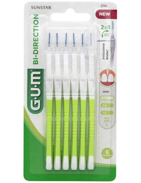 Gum Cepillos Interdentales Bi-Direction 0,9Mm, 6 Uds Verdes